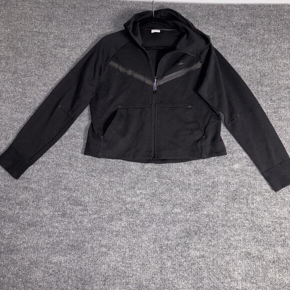 Nike Hoodie Womens Medium Black Tech Fleece Full Zip Jacket CW4298-010 Athletic - Picture 1 of 15